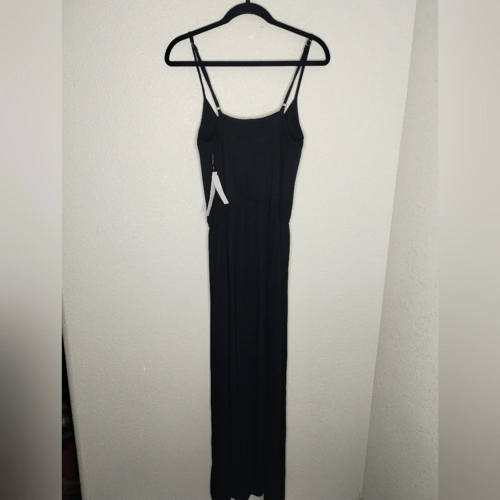 La Blanca Resort Wear Black Swimsuit Cover Up Maxi Dress Side Slits Size XS